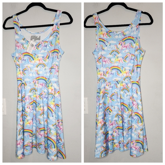 NWT Lisa Frank Unicorn Rainbow Dress Sz Small Sleeveless Magical XOXO Stretchy - Picture 14 of 16